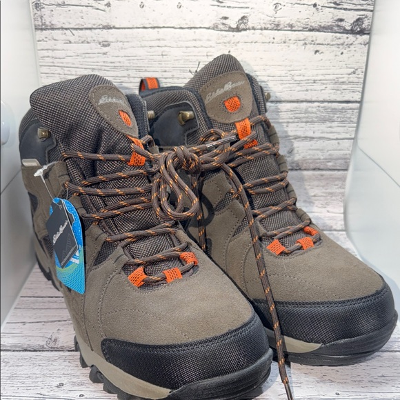 Eddie Bauer Other - Eddie Bauer Harrison Gray and Orange leather Hiking Boots 10.5 NWT